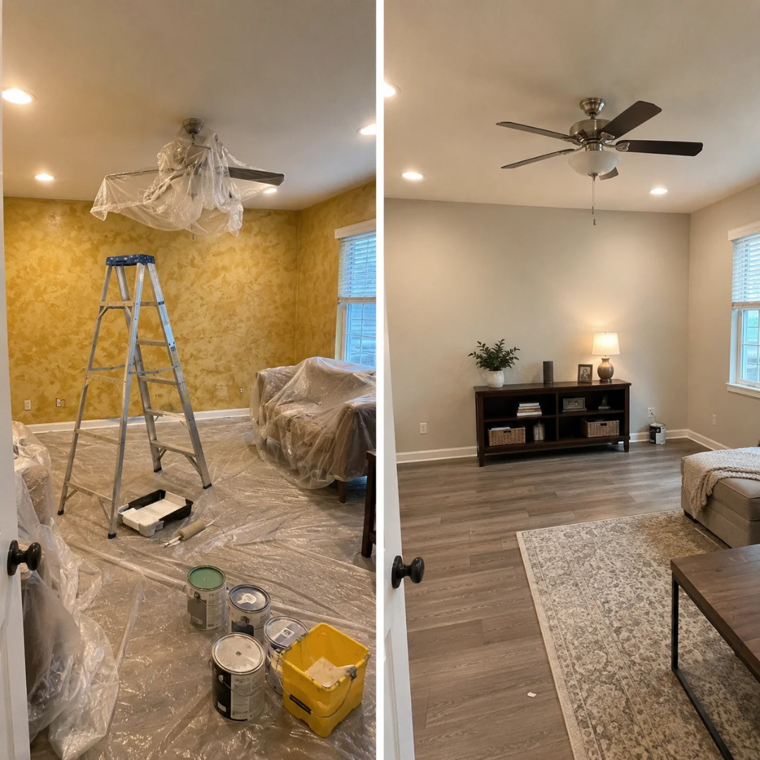 Wallpaper removal finished in a River Forest, IL bedroom